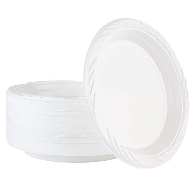 100 Count Disposable 7 Inch White Plastic Plates