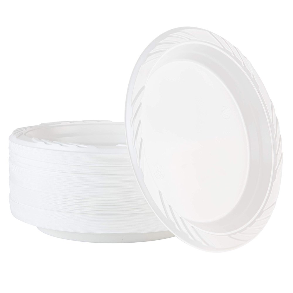 100 Count Disposable 7 Inch White Plastic Plates