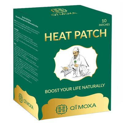 QiMoxa Natural Heat Patch-Neck, Shoulder, Back, Elbow, Joint, Muscle, Cramps-Moxibustion Vital Energy Heating Pads Penetrate Deep-Fast Acting Packs-Long Lasting Patches-10PCS