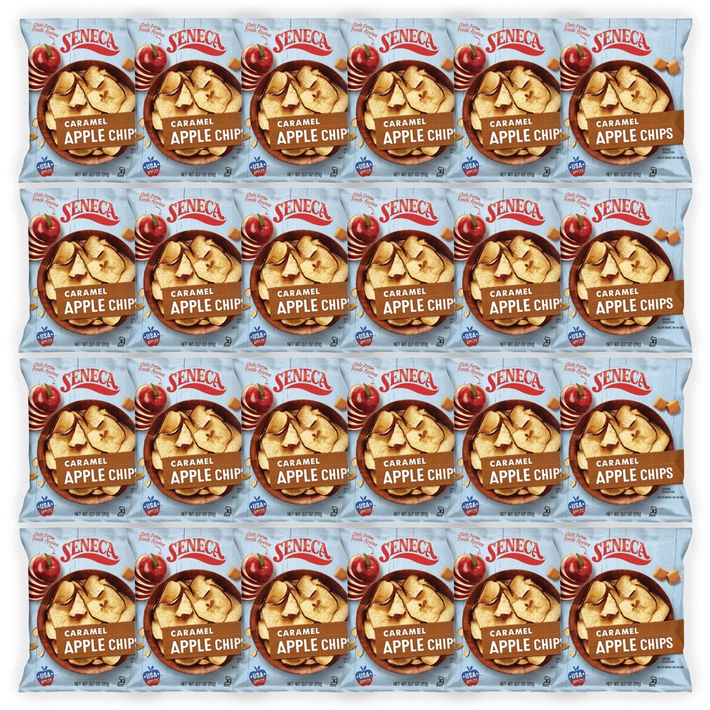 Seneca Caramel Apple Chips | Made from Fresh Apples | 100% Red Delicious Apples | Yakima Valley Orchards | Crisped Apple Perfection | Foil-Lined Freshness Bag | 0.7 ounce (Pack of 24)