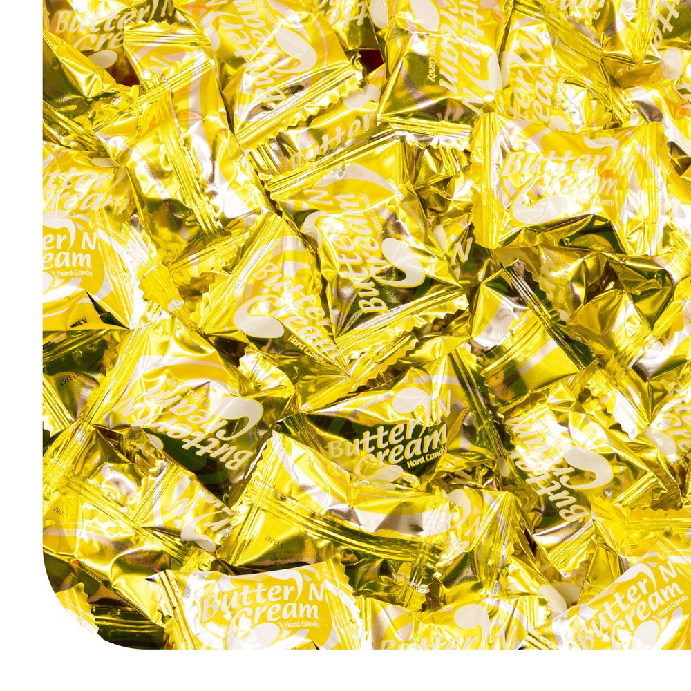 Butter N Cream Hard Candy - 3 Pound Bulk Pack - Gold Wrapped Hard Candy Individually Wrapped - Buttercream Candy for Buffets and Nostalgic Treat Jars
