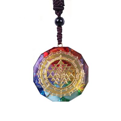 AFGQIANG Orgonite Pendant Sri Yantra Necklace Sacred Geometry Chakra Energy Necklace Meditation Jewelry