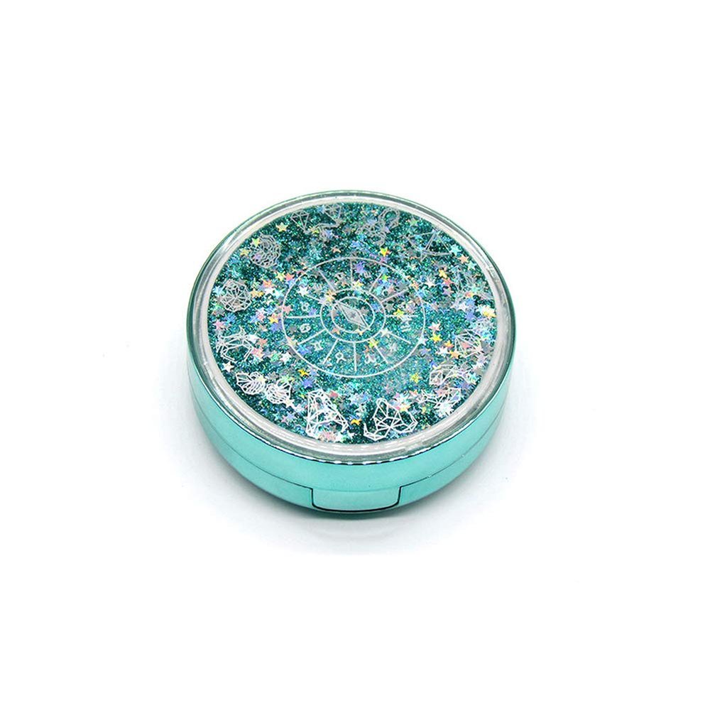 Cute Fashion Contact Lens Case, Color Sparkles Contact Lens Care Vision Care Nobleness Contact Lens Cases Kit with Mirror, Tweezers, Stick Connection, Keep Contact Lens from Drying (Green)