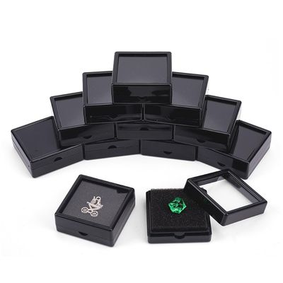 BENECREAT 12Pack Black Gemstone Display Box 2" x 0.78" Jewelry Box Container with Clear Top Lids for Gems, Coins, Christmas Festival Wedding Jewelry Packing