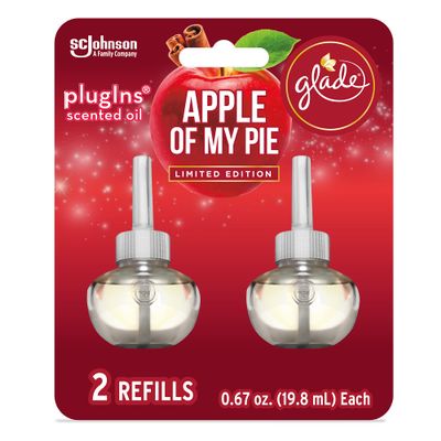 Glade PlugIns Refills Air Freshener, Scented and Essential Oils for Home and Bathroom, Apple of My Pie, 1.34 Fl Oz, 2 Count