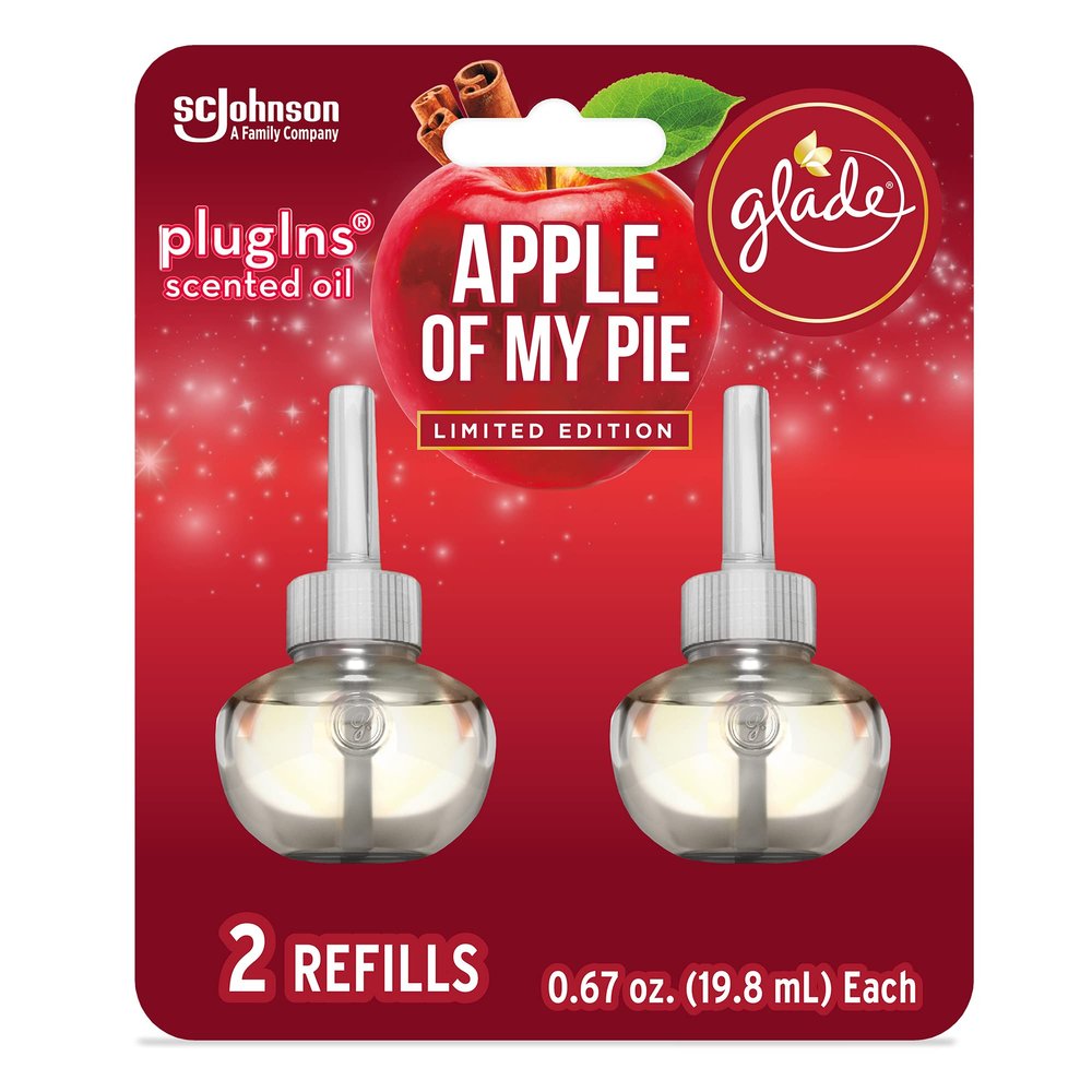 Glade PlugIns Refills Air Freshener, Scented and Essential Oils for Home and Bathroom, Apple of My Pie, 1.34 Fl Oz, 2 Count