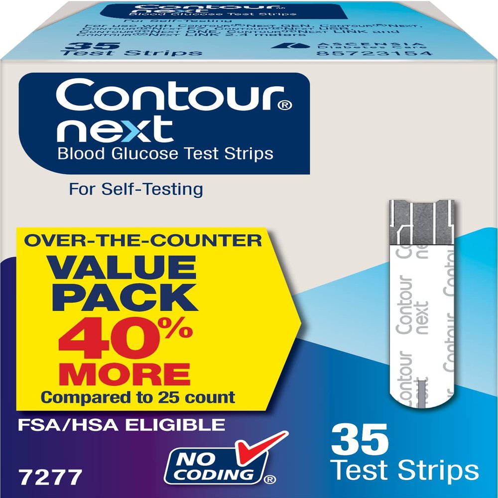Ascensia Contour Next Blood Glucose Test Strips for Diabetes 35 Count (1 Pack) - Accurate, No Coding, Second-Chance Sampling, Compatible with All Contour Next Meters for Easy Blood Sugar Testing