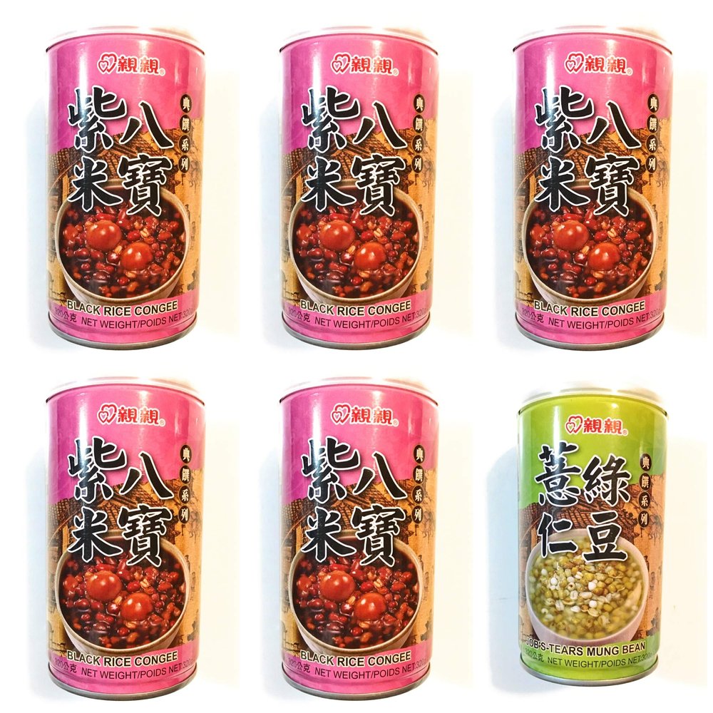 5 Pack Chin Chin Black Rice Congee 11 Oz Each And 1 Pack Chin Chin Jobs-Tears Mung Bean 11 Oz