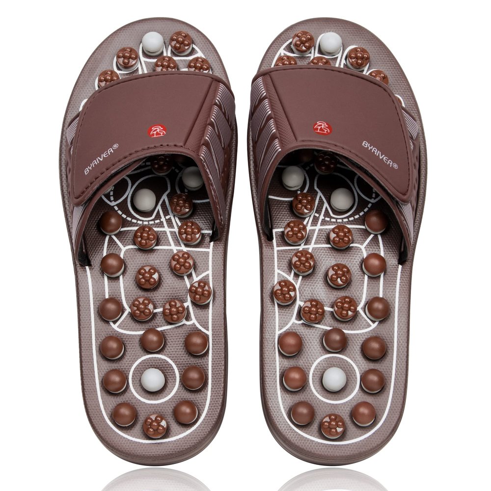 BYRIVER Under Desk Foot Massager Footrest Acupressure Slippers Sandals Shoes Mat for Men Women, Relieve Plantar Fasciitis Neuropathy Pain, Stress Relief Massager, Gifts for Runners (03XS)