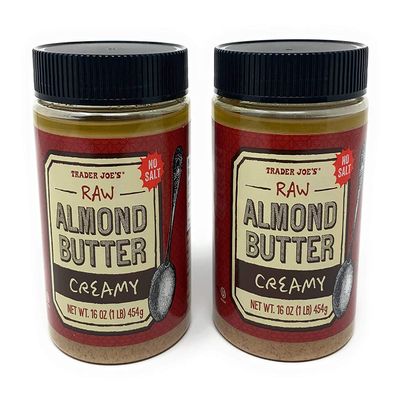 2 Packs Trader Joe's Almond Butter Raw Creamy Unsalted 16 Oz - SET OF 2