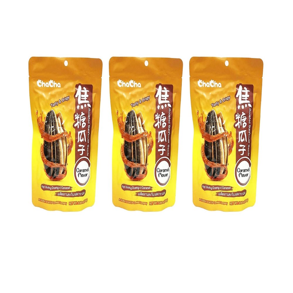 ChaCha Roasted Sunflower Seeds Caramel Flavor, (3 Pack, Total of 16.92oz)