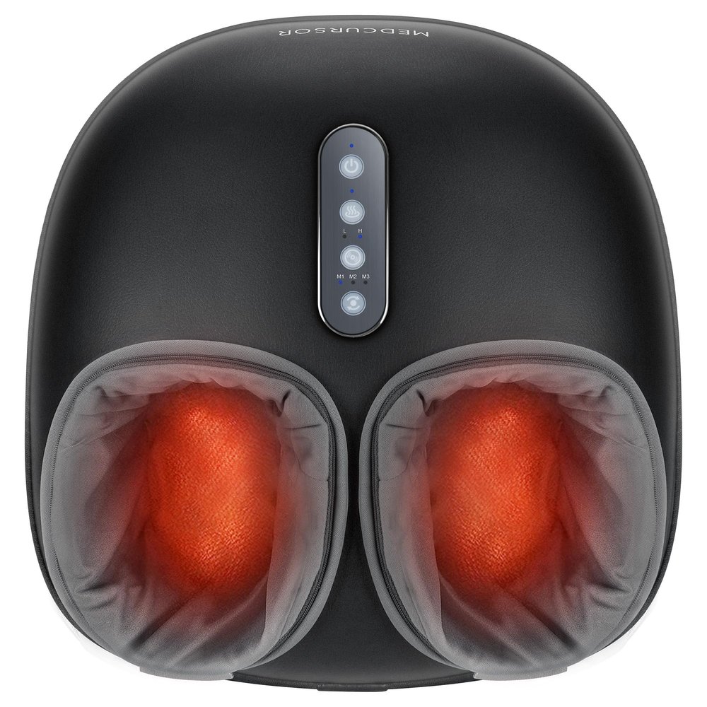 Medcursor Foot Massager with Heat - Shiatsu Feet Massage Machine Delivers Relief for Tired Muscles & Plantar, Deep Kneading Therapy, Multi-Level Settings for Home, Office Use, Size up to 13"
