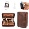 AMANCY Manly Black Brown Crocodile Pattern Leather Travel Cedar Wood Lined 4 Cigar Humidor Case, Included Cigar Cutter and Lighter Set view 1