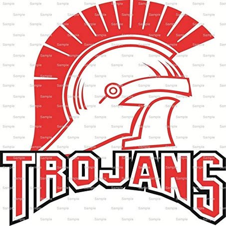 1/2 Sheet - Trojans Helmet Mascot Birthday - D965 - 2D Edible Cake Cupcake Party Topper