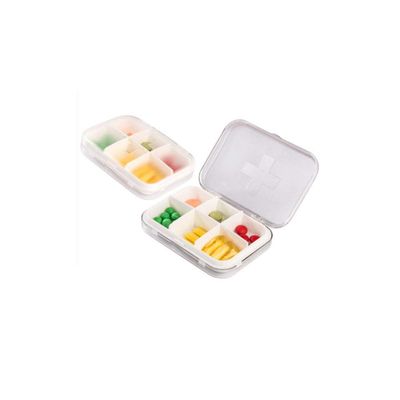 2 PCS Medicine Plan Pill Box.Push Button (6 Cells) Pill, Medicine, Vitamin Organizer Box - White