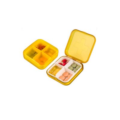 2 PCS Medicine Plan Pill Box.Push Button (4 Cells) Pill, Medicine, Vitamin Organizer Box - Orange
