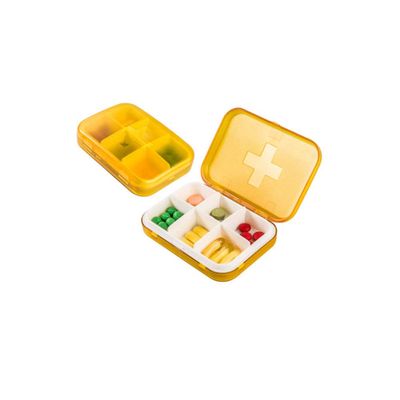 2 PCS Medicine Plan Pill Box.Push Button (6 Cells) Pill, Medicine, Vitamin Organizer Box - Orange