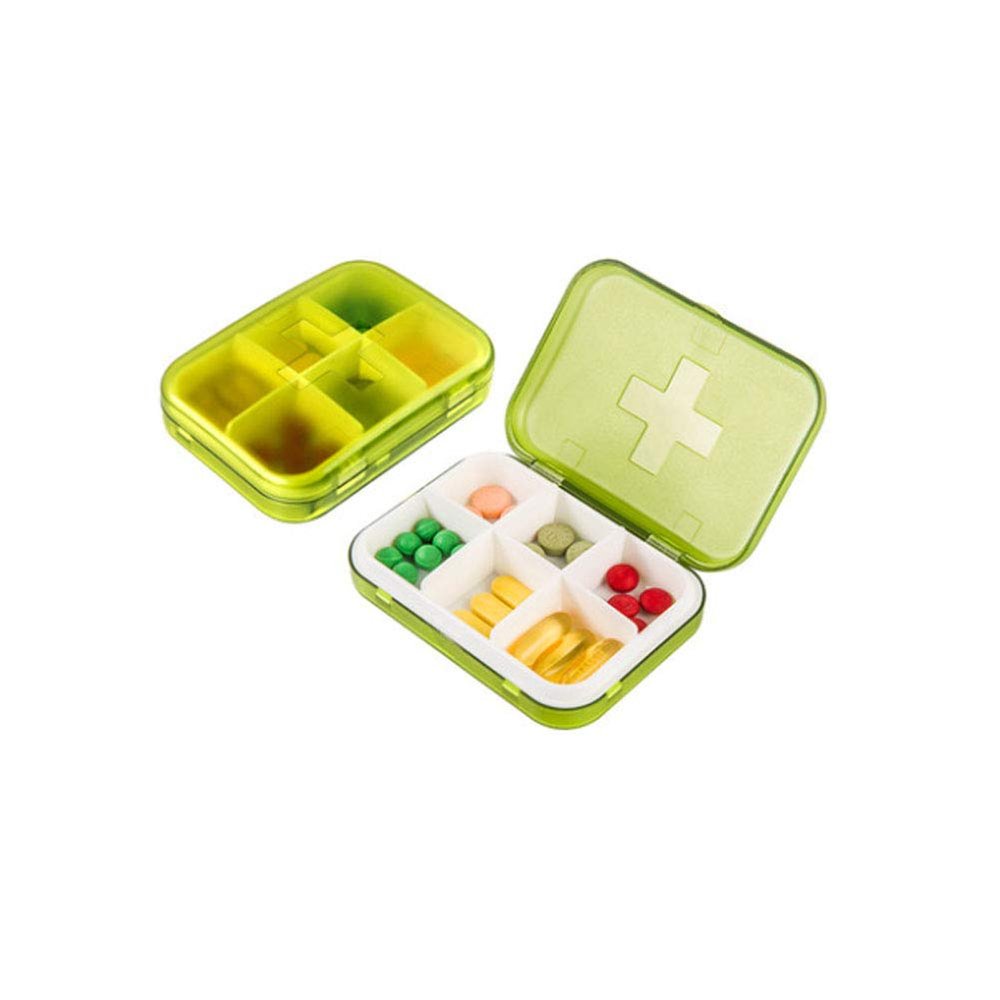 2 PCS Medicine Plan Pill Box.Push Button (6 Cells) Pill, Medicine, Vitamin Organizer Box - Cyan-Blue