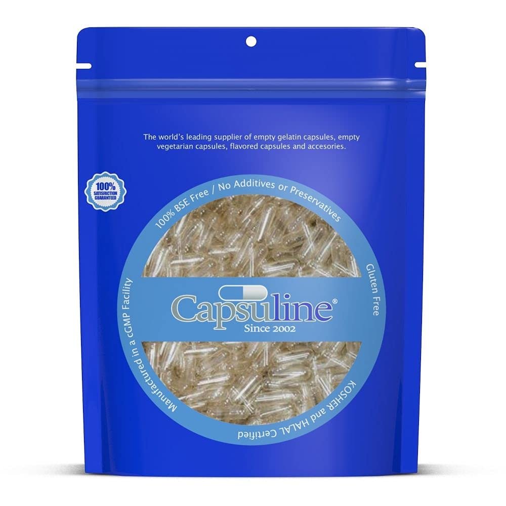 Capsuline Size 2 - Clear Empty Gelatin Capsules - 1000 Count - Empty Gel Pill Capsules - DIY Pure Bovine Pill Capsule filling - Empty Caps - Kosher, Gluten Free - Non-GMO Certified (Clear)