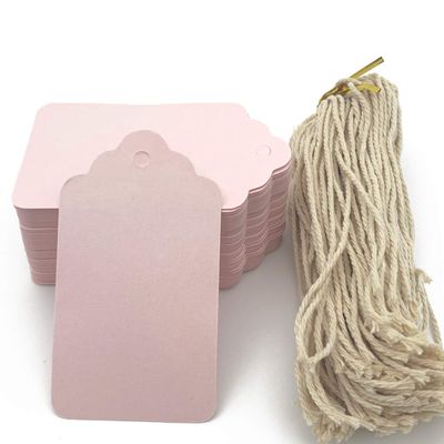 100pcs Pink Paper Hang Gift Tags, Blank Marking Tags with String for Baby shower favors,Valentine's Day, Mother's Day and Craft Homemade Gifts