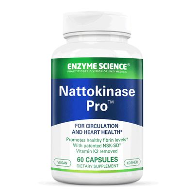 Enzyme Science Nattokinase Pro with NSK-SD - Organic Supplement - Best enzymes for Cardiovascular and Circulatory Support - Vegan and Kosher - 60 Capsules