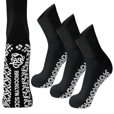 3 Pairs of Non-Skid Diabetic Cotton Quarter Socks with Non Binding Top (Black, 9-11)