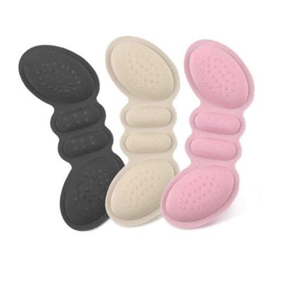 3pairs Heel Pads Self-Adhesive Cushion Protectors for High Heels Thick Sponge Material Pink Black and Apricot Anti-Slip Foot Care for Comfort and Blister Prevention