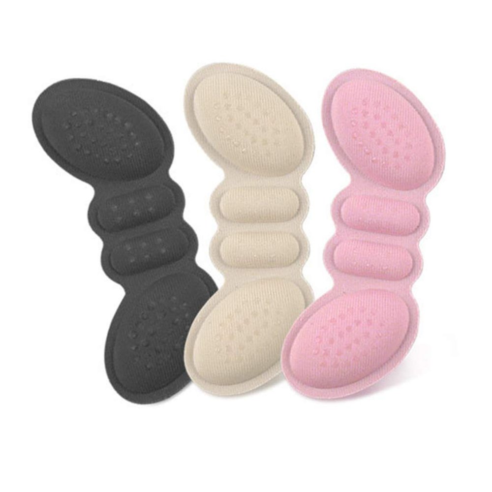 3pairs Heel Pads Self-Adhesive Cushion Protectors for High Heels Thick Sponge Material Pink Black and Apricot Anti-Slip Foot Care for Comfort and Blister Prevention