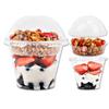Aatriet 9 oz Clear Plastic Parfait Cups with Insert and Dome Lids No Hole - (50 Sets) Yogurt Fruit Parfait Cups for Kids, for Dips and Veggies, Take Away Breakfast and Snacks. No Leaking view 1