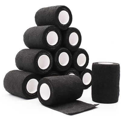 12 Rolls Elastic Self Adhesive Bandage Wrap 3 Inch, Breathable Non Woven Cohesive Bandage, Vet Wrap for Dogs, Ankle Sprains Swelling Tape, Sports Athletic Tape Black