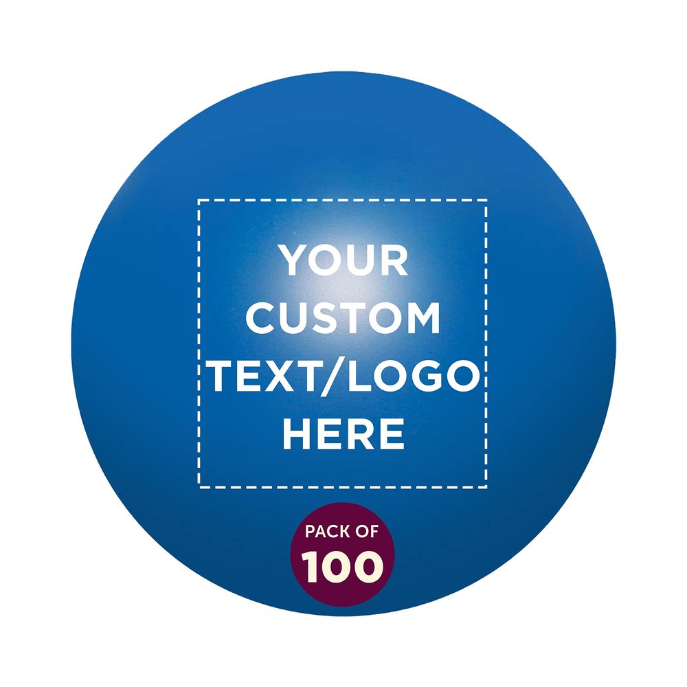 Custom Stress Balls for Adults Set of 100, Personalized Bulk Pack - Relief, Perfect for Your Desk, Office or Home - Blue