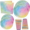 Gift Boutique 122 Pcs Pastel Rainbow Party Supplies Set Paper Plates Cups Napkins Watercolor Design for Baby Shower Birthday Girls Party Serves 24 view 1