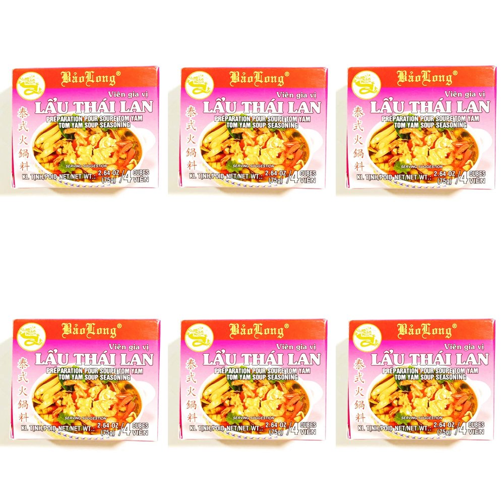 6 Pack Mini Baolong Tom Yam Soup Seasoning 2.64 Oz Each