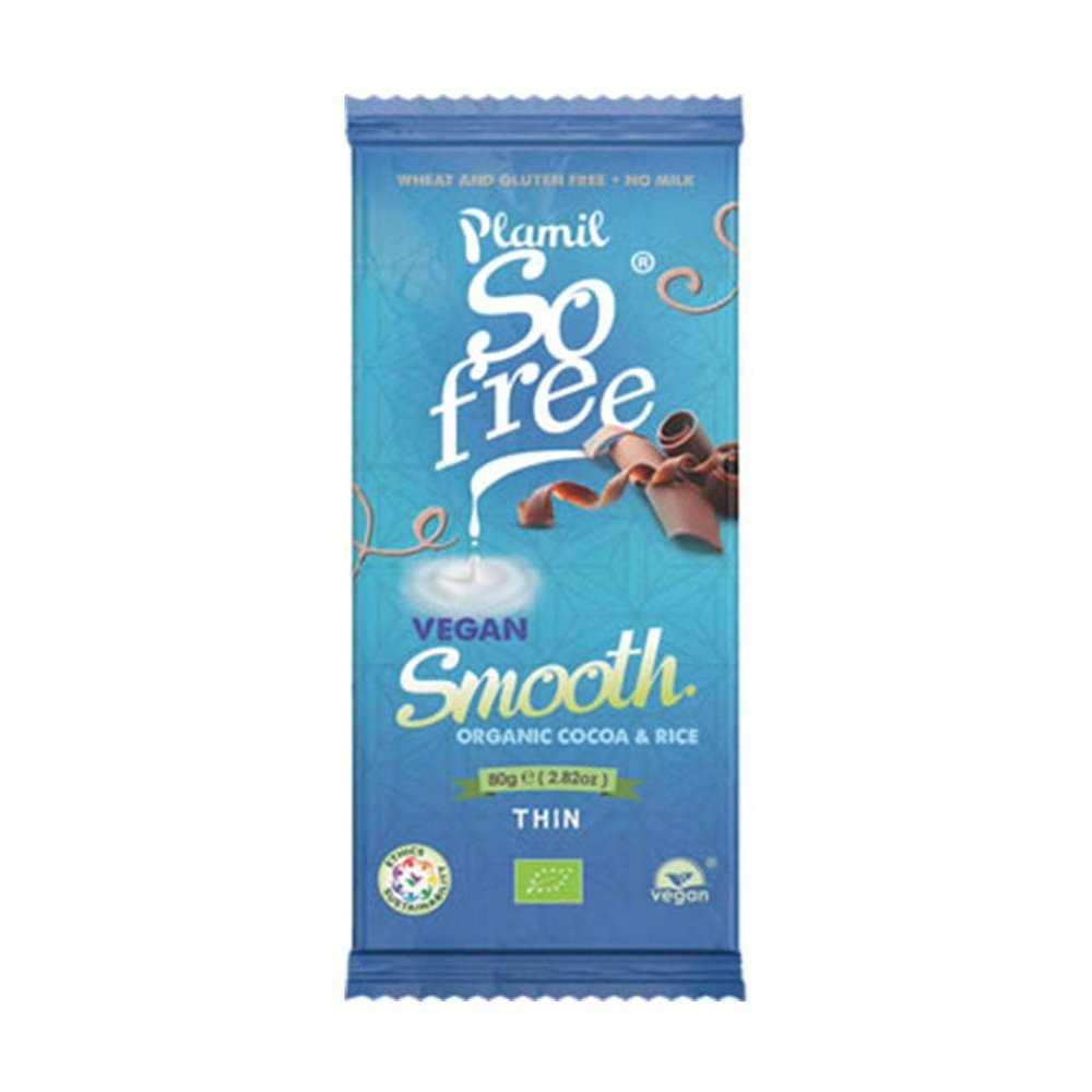 2 x Plamil Organic Vegan Smooth So Free Thin Chocolate Bar 2.82 oz