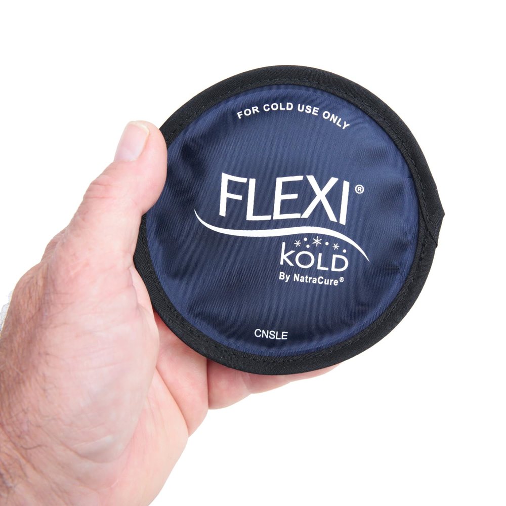 FlexiKold Gel Ice Pack Circles w/Straps (4 Pack) - Small Ice Packs, Reusable Ice Pack for Injuries, Ice Packs Reusable, Breastfeeding, Wisdom Teeth, Sinus Headaches - 6304-STRAP4PK by NatraCure