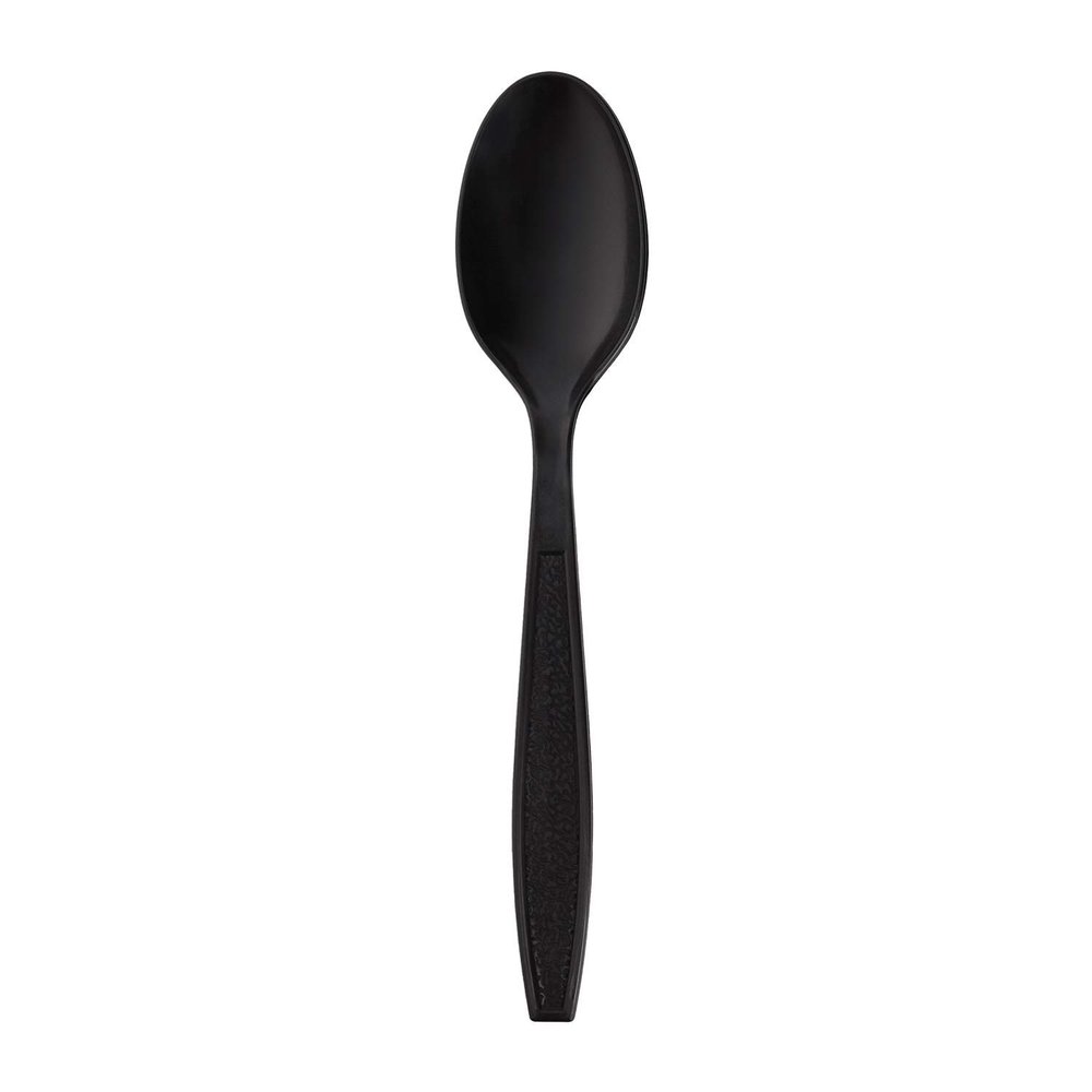 Karat [5.9" - 1,000 pcs] Black Individually Wrapped PP Plastic Heavy-Weight Disposable Tea Spoons (U3533B)
