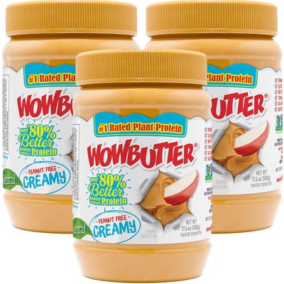 WOWBUTTER Natural Peanut Free Creamy, 1.1 Lb Jar (Pack of 3)