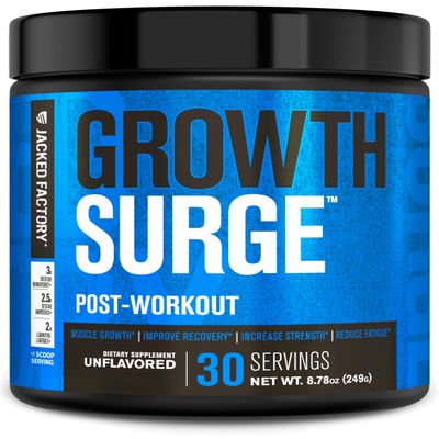 Jacked Factory Growth Surge Creatine Post Workout Powder w/L-Carnitine, Daily Muscle Builder & Recovery Supplement with Creatine Monohydrate, Betaine, L-Carnitine L-Tartrate - 30 Servings, Unflavored