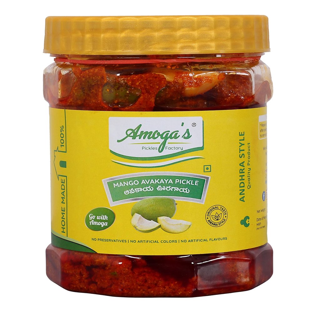 Amoga's Pickles Factory Andhra Authentic Special Mango Pickle/Aam Ka Aachar/ Avakaya Pachadi ,1KG