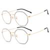 2-Pack Computer Blue Light Blocking Reading Glasses Eyeglasses, Polygonal Metal Frame Glasses in Gold, Silver view 1