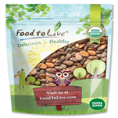 Food to Live Organic Cacao Beans, 2 Pounds - Non-GMO, Keto, Vegan, Dry, Bulk, Rich in Dietary Fiber, Copper, Manganese, Magnesium, Zinc and polyphenols. Great Cocoa for Chocolate Making, Sirtfood