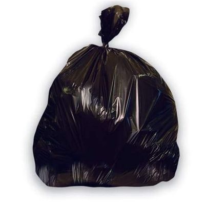 Heritage X-Liner Trash Bag 60 gal. Black Reprocessed Resin 1.50 Mil. 38 X 58 Inch Star Seal Bottom Flat Pack, HERX7658AK - CASE of 100