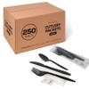 250 Plastic Cutlery Packets - Knife Fork Spoon Napkin Salt Pepper Sets | Black Silverware Sets Individually Wrapped Cutlery Kits, Bulk Plastic Utensil Cutlery Set Disposable To Go Silverware view 1