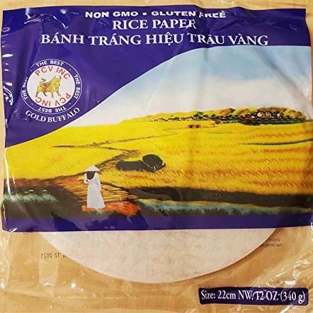 Golden Buffalo Banh Trang Rice Paper Spring Roll/Summer Roll/Eggroll Wraps (Round 22cm)
