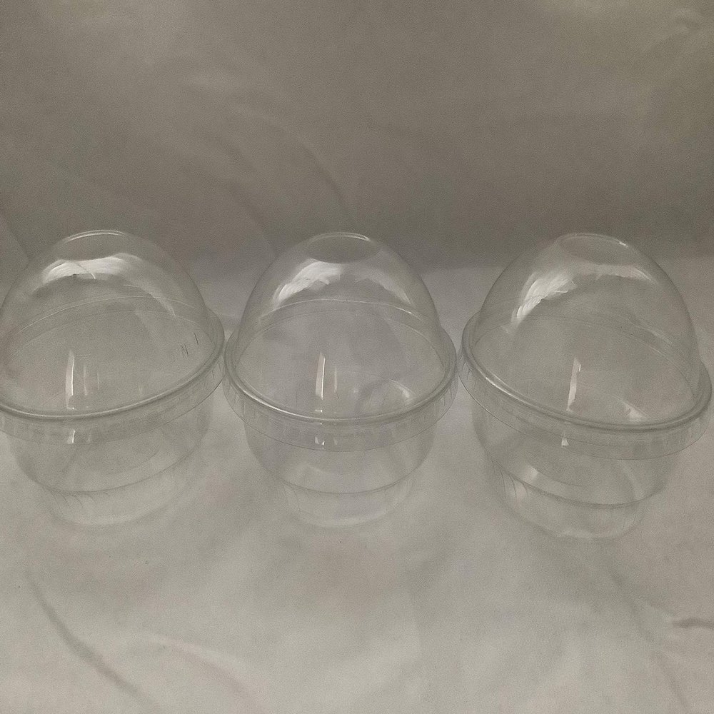 100sets 3.5oz. Plastic Ultra Clear squat Cups with Dome lids without hole is for Cupcake, icecream (3.5oz dome lids 100sets)