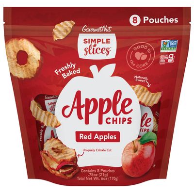 Simple Slices Gourmet Nut Baked Apple Chips, USA Grown Apples, No Added Sugar, Red Apples, 0.75oz (Pack of 24)
