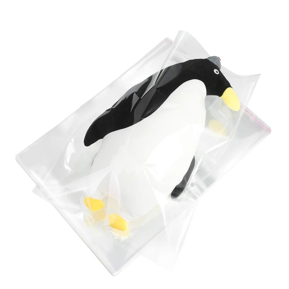 100 Pack 18" x 24" Large Thick 1.6Mil Clear Resealable Cello Self Adhesive Seal Bags Heavy Duty Plastic Packaging T-Shirt Clothes Clothing Gifts Cellophane Poly Bags