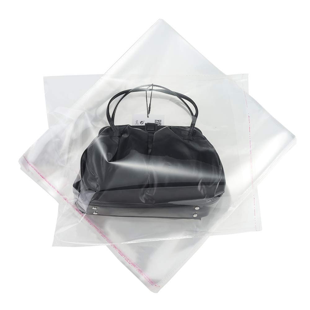 200 Pack 12" x 12" Thick Clear Resealable Cellophane Self Adhesive Seal Poly Bags Durable Plastic Cello Bag 1.6Mil Heavy Duty Packaging T-Shirts Prints Photos Gifts Self-Sealing OPP Bags