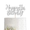 11 Silver Glitter Happy 11th Birthday Cake Topper, Birthday Party Decorations, Supplies, cake topper view 1
