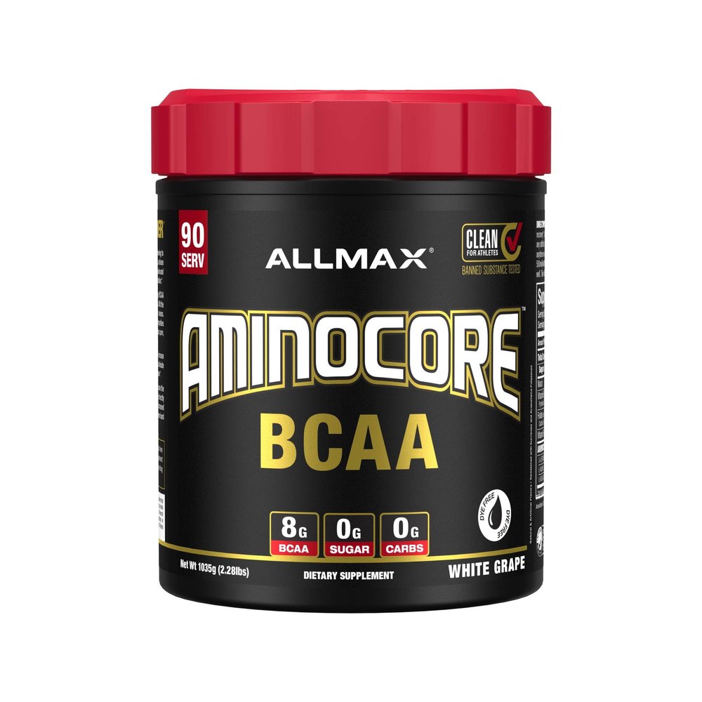 ALLMAX AMINOCORE BCAA Powder for Workout Muscle Recovery & Increased Endurance - Sugar Free, No Fillers 8.18 Grams Bcaas Amino Acids, B Vitamins for Women and Men- 90 Servings | White Grape, 1035g